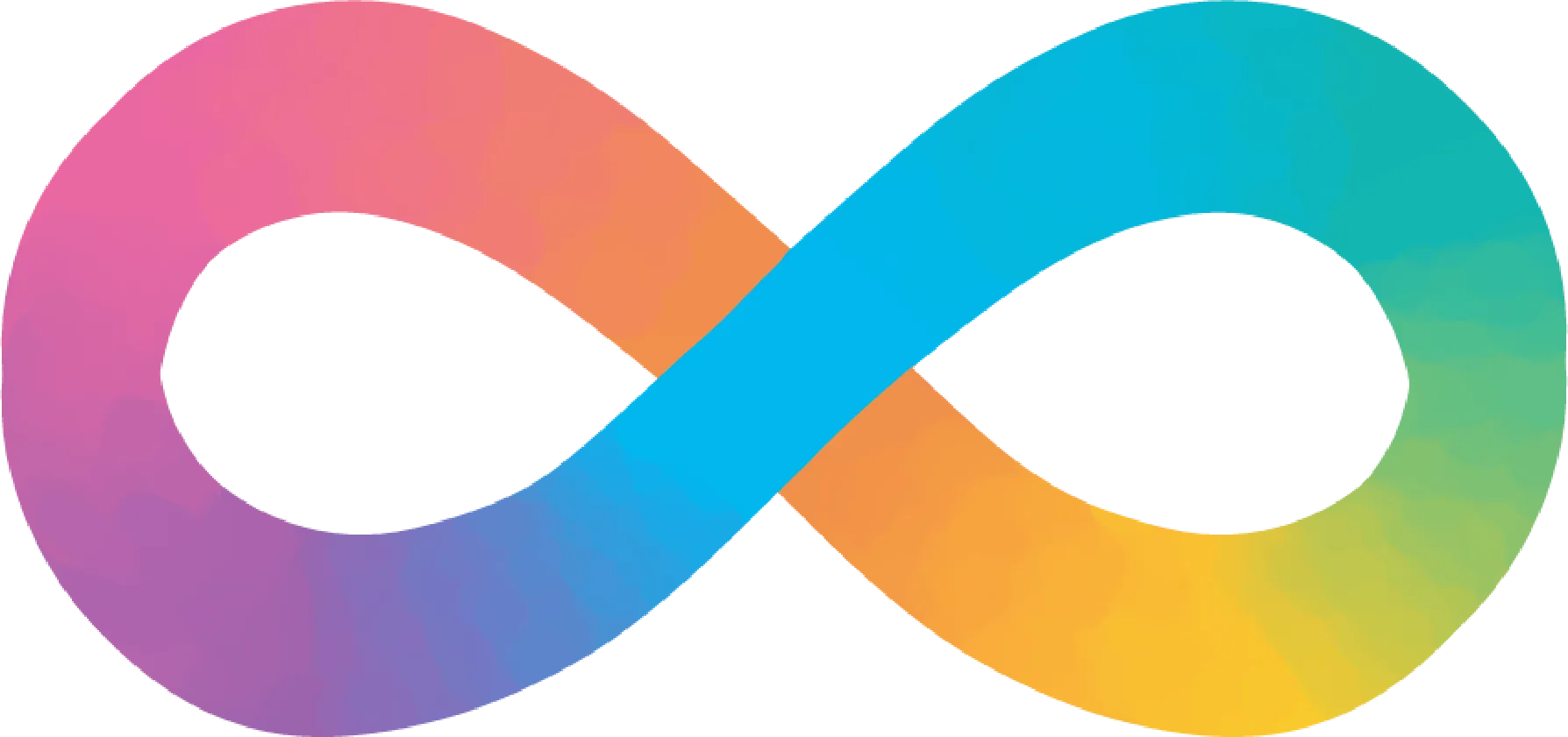 Neurodiversity Logo of infinity symbol in gradient colours.