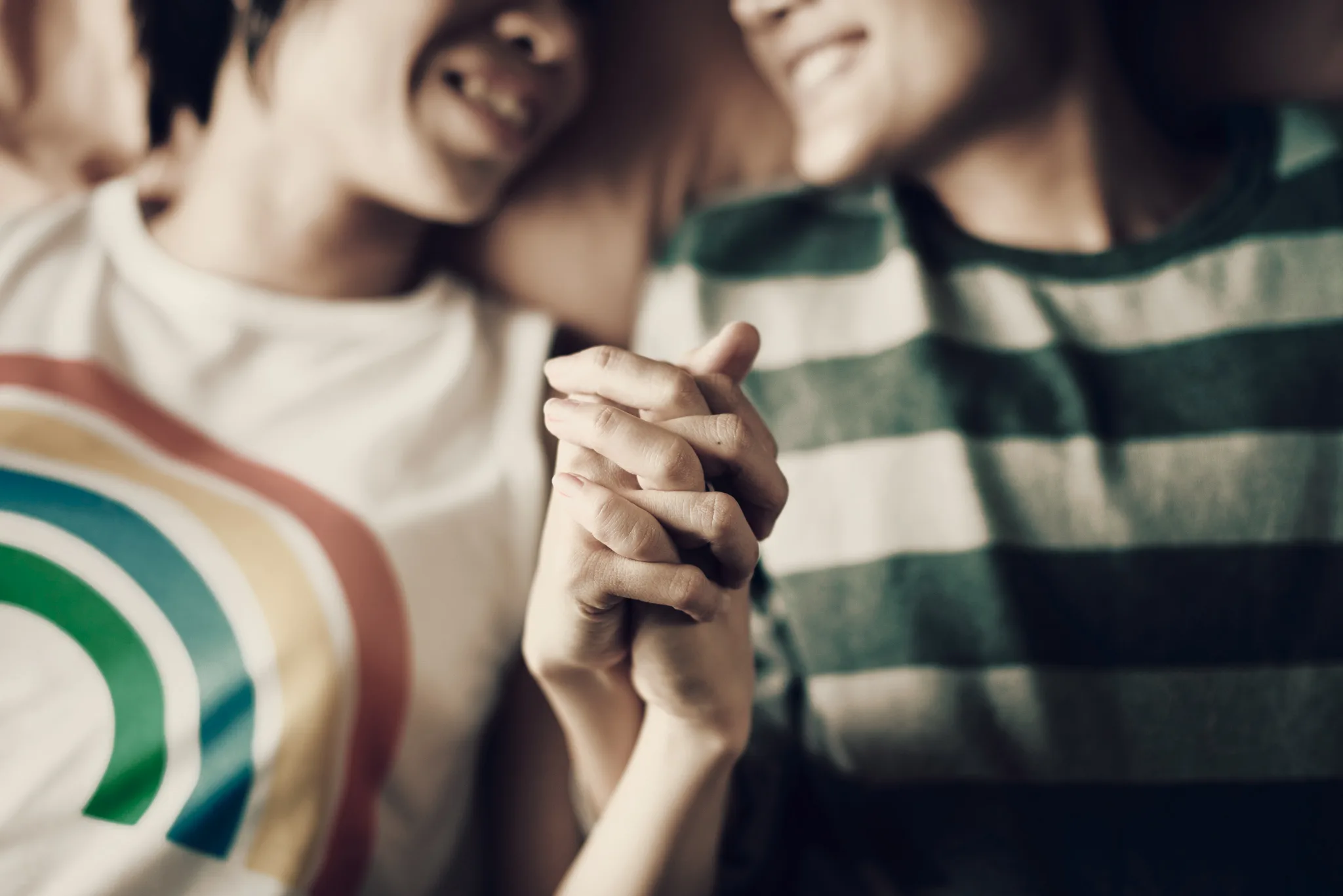 Lesbian couple sharing a happy moment together